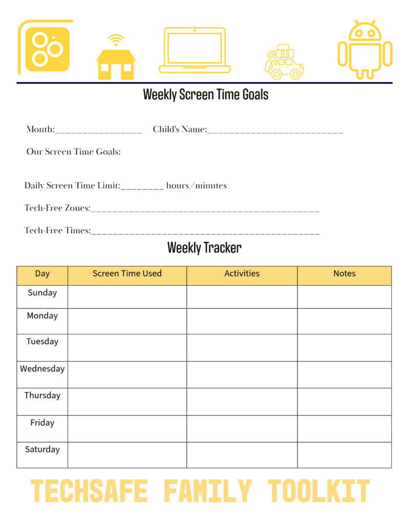 Weekly Screen Time Goals Printable.